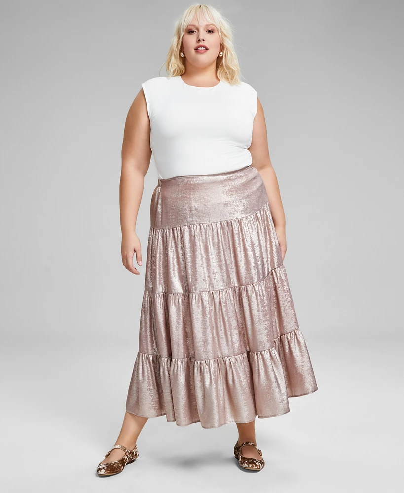 And Now This Trendy Plus Metallic Tiered Skirt, Created for Macy's