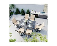 Pamapic 5-Piece Patio Dining Set with 4 Textilene Swivel Chairs