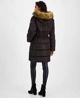 Michael Michael Kors Petite Faux-Fur-Trim Hooded Puffer Coat, Created for Macy's