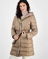 Michael Kors Women's Belted Hooded Puffer Coat, Created for Macy's