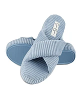 Jessica Simpson Women's Ribbed Terry Cross Band Slide Platform Slipper