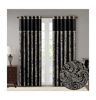 Madison Park Aubrey Jacquard Room Darkening Curtains, Faux Silk Paisley for Bedroom and Living Room, inch length 2 panels set