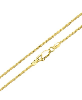 Bling Jewelry 2MM 040 Gauge Strong 14K Gold Plated .925 Sterling Silver Rope Link Chain Necklace For Women Made In Italy 16 20 24 In