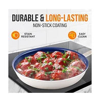 NutriChef 12'' Large Fry Pan with Lid - Non-stick Pan with Silicone Handle, Ceramic Coating Inside