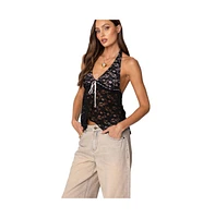 Edikted Women's Esme Sheer Lace Halter Top