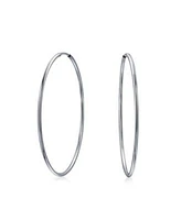 Bling Jewelry Thin Minimalist Hoop Huggie Earrings Sterling Silver Various Sizes