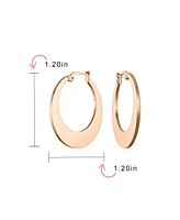 Bling Jewelry Geometric Fashion Big Flat Oval Hoop Earrings For Women Black Ip Or Rose Gold Plated Stainless Steel 1.25 Inch Diameter