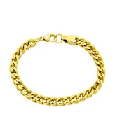 Bling Jewelry Unisex Classic Curb Chain Link Bracelet Solid Heavy Silver Gold Plated Stainless Steel Men Women 8 8.5 9 Inch 6mm