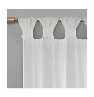 Madison Park Rosette Floral Embellished Cuff Tab Top Solid Curtain Panel, 50"W x 84"L