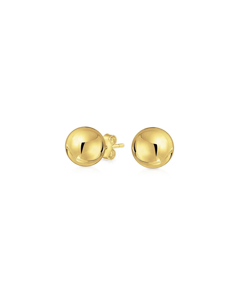 Bling Jewelry Delicate Simple Tiny Classic Round Ball Stud Earrings 14K Yellow Gold For Women