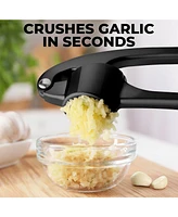 Zulay Kitchen Large Premium Garlic Press Set - Bigger Bowl for