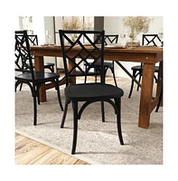 Merrick Lane Mara Set Of 2 Solid Wood Dining Chairs With Stackable Design, Ornate Seat Back Accenting, And Elegant Finish
