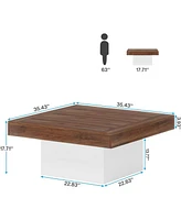 Tribesigns Square Coffee Table with Led Lights, Stylish Low Table for Living Room