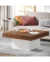 Tribesigns Square Coffee Table with Led Lights, Stylish Low Table for Living Room