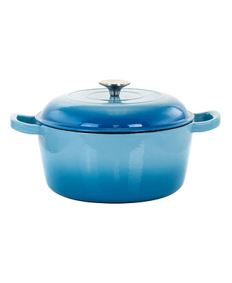 MegaChef 5 Quarts Round Enameled Cast Iron Casserole with Lid in