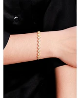 Devata Cubic Zirconia Clover Paperclip Chain Bracelet in 14K Gold, 6.5 in adj to 7.5 in, approx. 5.9 grams