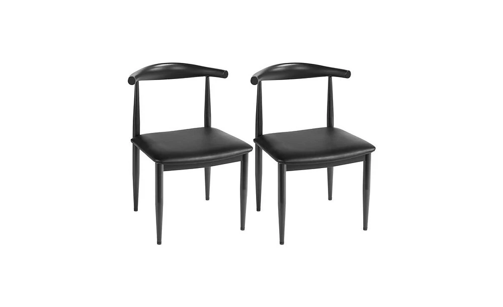 Yaheetech Set of 2 Armless Dining Chairs with Backrest Black