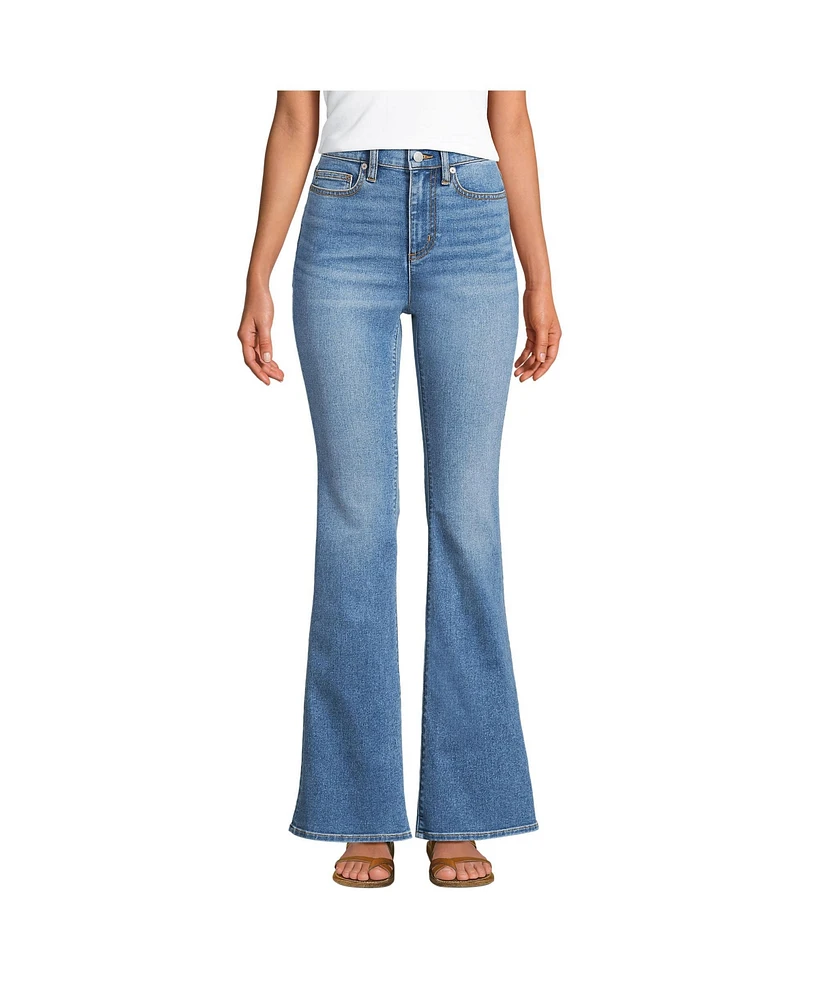 Lands' End Women's Recover Denim High Rise Skinny Flare Jeans