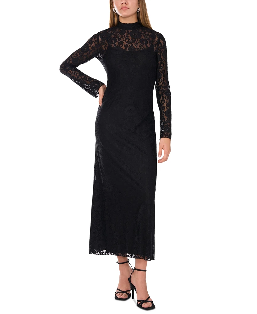 Vince Camuto Women's Lace-Detail Long-Sleeve Maxi Dress