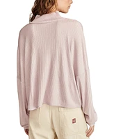 Lucky Brand Women's Cloud Ribbed Knit Mock Neck Top