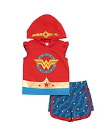 Dc Comics Toddler Girls Justice League Wonder Woman Tank Top and Dolphin Active French Terry Shorts to