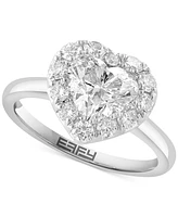 Effy Lab Grown Diamond Heart & Round Halo Ring (2-1/10 ct. t.w.) in 14k White Gold