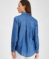 Style & Co Petite Perfect Chambray Button-Front Shirt, Created for Macy's