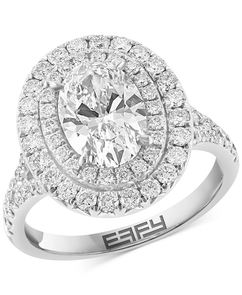 Effy Lab Grown Diamond Oval & Round Double Halo Ring (2-7/8 ct. t.w.) in 14k White Gold