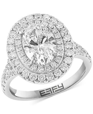 Effy Lab Grown Diamond Oval & Round Double Halo Ring (2-7/8 ct. t.w.) in 14k White Gold