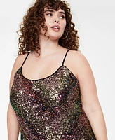 Bar Iii Trendy Plus Sequined Mini Dress, Created for Macy's