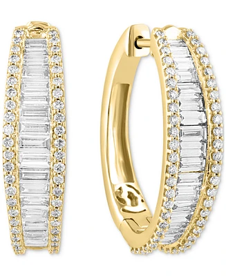 Effy Lab Grown Diamond Baguette & Round Hoop Earrings (2-3/8 ct. t.w.) 14k White or Yellow Gold