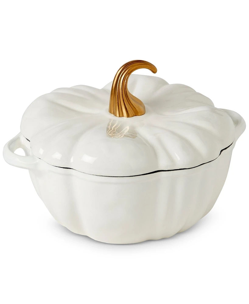 Smith and Clark Iron Works Enameled Cast Iron 4-Qt Pumpkin Dutch Oven