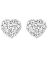 Effy Lab Grown Diamond Heart & Round Halo Stud Earrings (1-7/8 ct. t.w.) in 14k White Gold