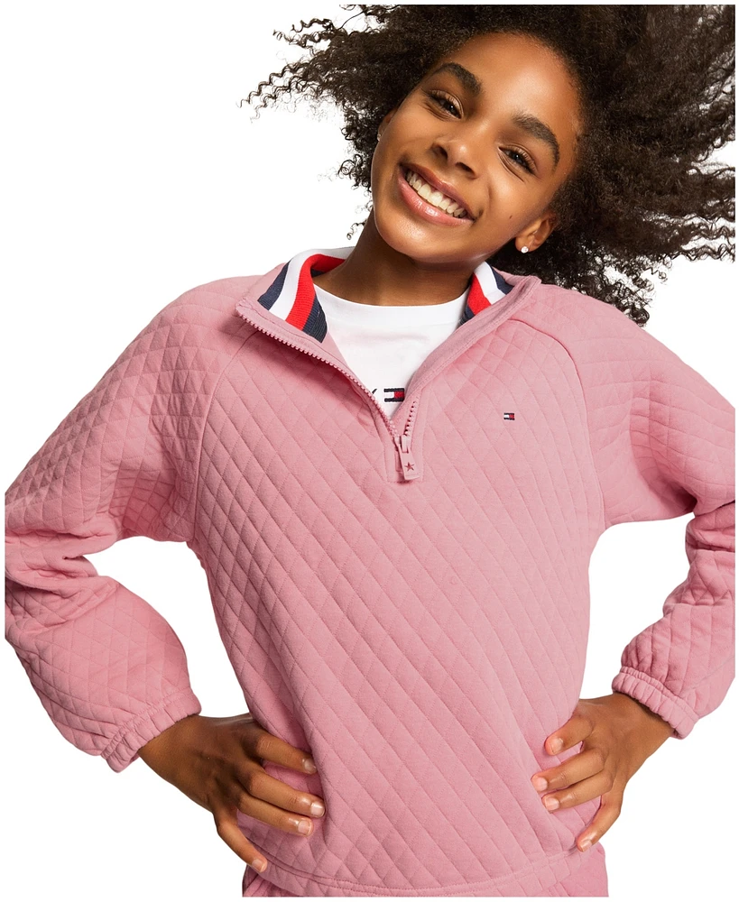 Tommy Hilfiger Toddler and Little Girls Box Quilt Quarter Zip Sweatshirt