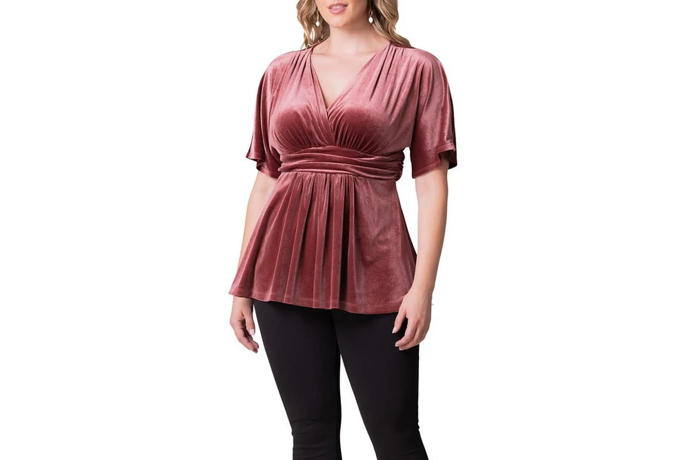 Kiyonna Plus Park Avenue Velvet Peplum Top