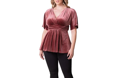 Kiyonna Plus Park Avenue Velvet Peplum Top