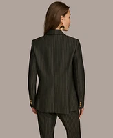 Donna Karan New York Women's Metallic Pinstripe One-Button Blazer