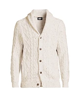 Lands' End Big & Tall Cotton Blend Cable Shawl Cardigan Sweater