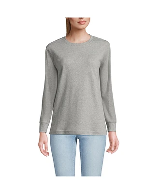 Lands' End Women's Long Sleeve Cotton Interlock Crew T-Shirt