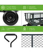 Best Choice Products Heavy-Duty Steel Garden Wagon Lawn Utility Cart w/ 400lb Capacity, Removable Sides, Handle - Gray