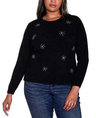 Belldini Plus Rhinestone Snowflake Sweater