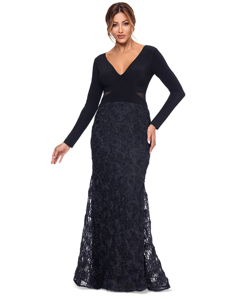 Xscape Women's Lace-Skirt Side-Cutout Evening Gown