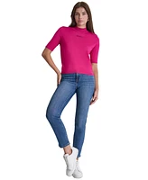 Dkny Jeans Petite Mock-Neck Embellished-Logo Sweater