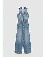 Mango Women's Long Denim Jumpsuit