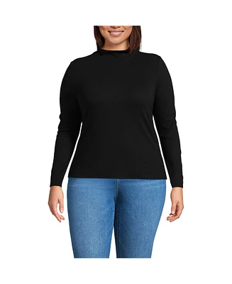 Lands' End Plus Drapey Rib Skimming Long Sleeve Mock Neck