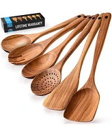 6-Piece Natural Teak Wooden Utensils for Cooking