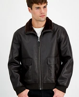 Guess Men's Ryder Faux-Leather Bomber Jacket