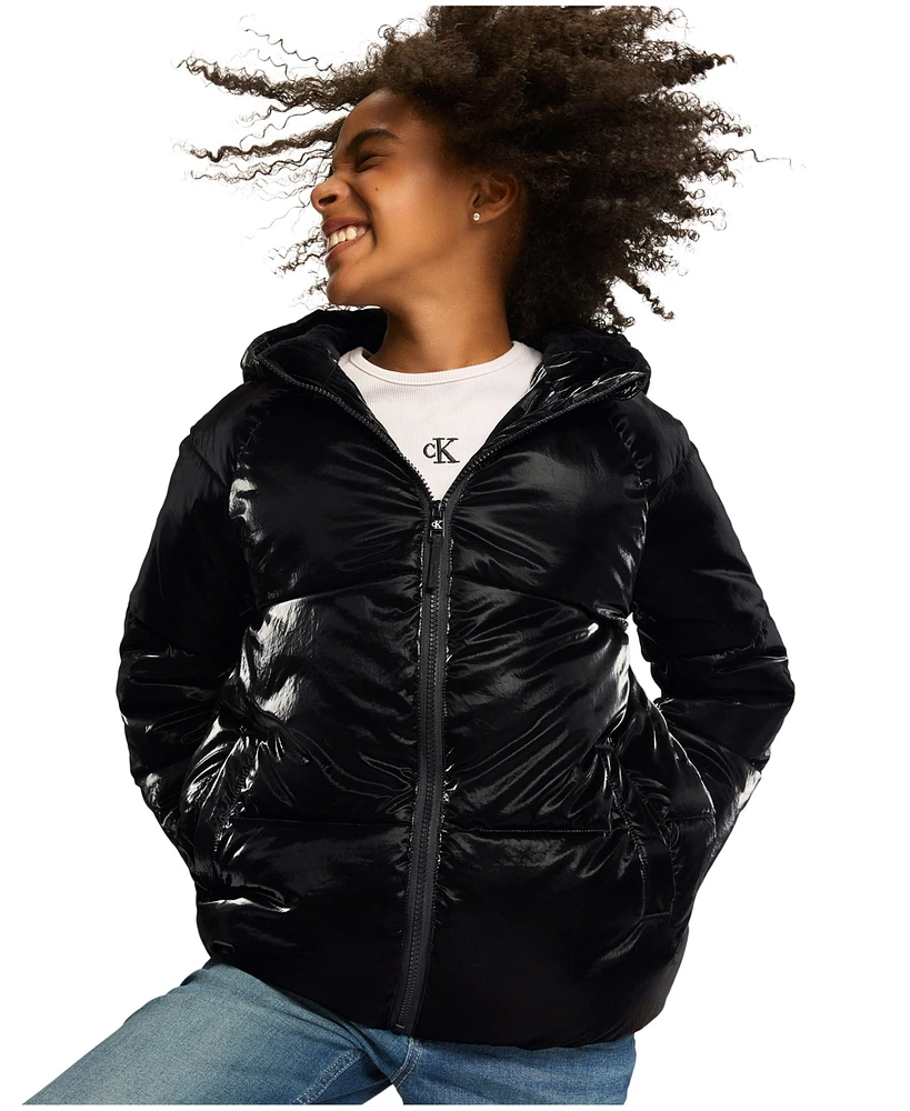 Calvin Klein Big Girls Liquid Shine Puffer Jacket