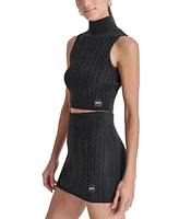 Dkny Sport Women's Cropped Mock-Neck Cable Knit Tank Top