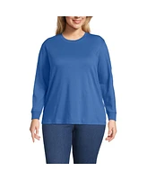 Lands' End Plus Cotton Relaxed Long Sleeve Crew Neck